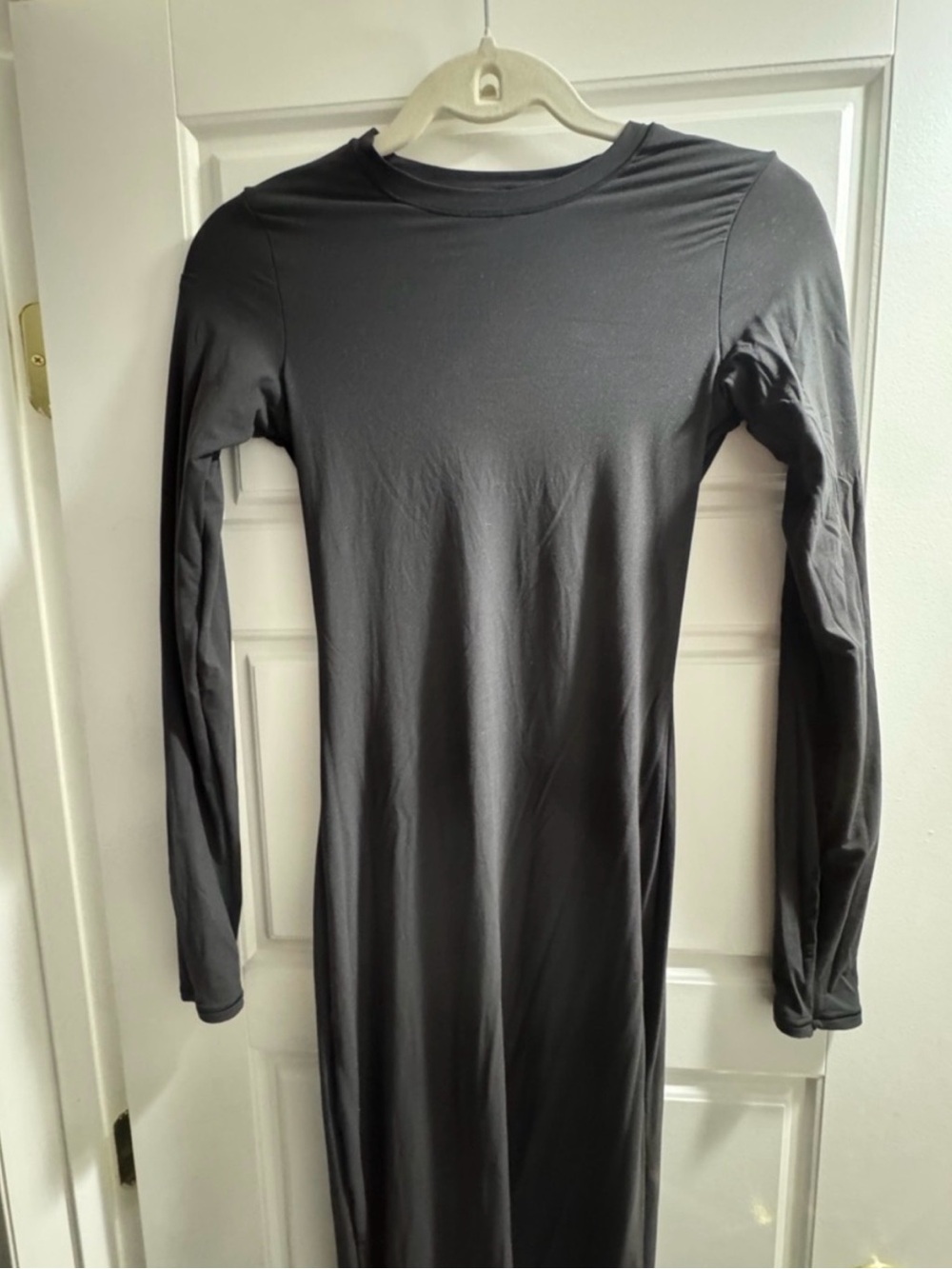 SKIMS Long Sleeve Maxi Dress in onyx black